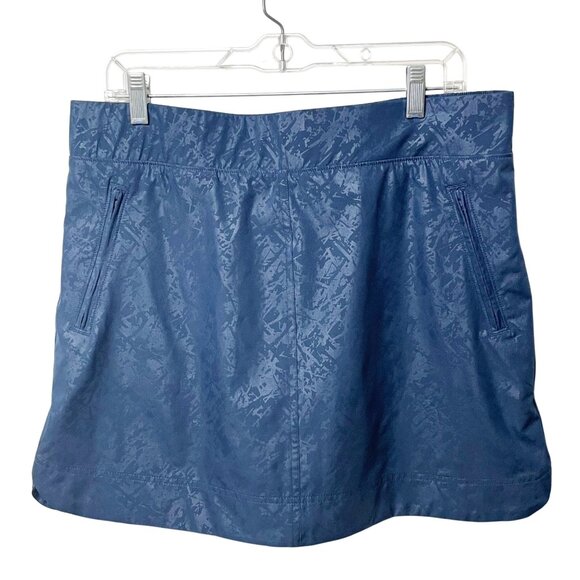 Orvis Women's Size L Blue Pull-on Travel Skort Shattered Glass Embossed Print - Picture 2 of 9